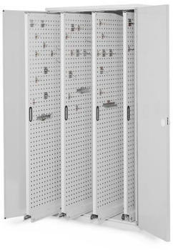 Certeo Business Equipment GmbH RasterPlan Vertikalschrank Modell 83 1950 x 1000 x 600 mm RAL 7035 Doppelwandtür 4 Auszüge Lochplatten