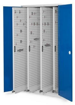 Certeo Business Equipment GmbH Certeo RasterPlan Vertikalschrank Modell 83 1950 x 1000 x 600 mm RAL 7035/5010 Doppelwandtür 4 Auszüge Lochplatten