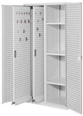 Certeo RasterPlan Vertikalschrank Modell 80 1950 x 1000 x 600 mm RAL 7035 Türinnenseite: RasterPlan Lochplatten 2 Auzüge Lochplatten 3 Böden