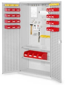 Certeo Business Equipment GmbH RasterPlan Werkzeugschrank Modell 5 410 H1950 x B1000 x T410 mm RAL 7035 Türinnenseite: RasterPlan Schlitzplatten- 2 Fachböden