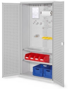 Certeo Business Equipment GmbH RasterPlan Werkzeugschrank Modell 5 410 H1950 x B1000 x T410 mm RAL 7035 Türinnenseite: RasterPlan Lochplatten 2 Fachböden