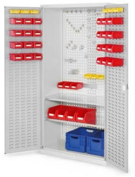 Certeo Business Equipment GmbH RasterPlan Werkzeugschrank Modell 5 500 H1950 x B1000 x T500 mm RAL 7035 Türinnenseite: RasterPlan Schlitzplatten 2 Fachböden