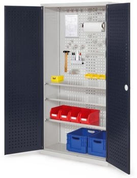 Certeo Business Equipment GmbH RasterPlan Werkzeugschrank Modell 6 410 H1950 x B1000 x T410 mm RAL 7035/7016 Türinnenseite: RasterPlan Lochplatte 3 Fachböden