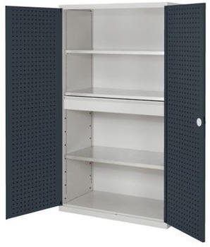 Certeo RasterPlan Großvolumenschrank 1950 x 1130 x 590 mm RAL 7035/7016 Türinnenseite: RasterPlan Lochplatten 1 Schublade 3 Böden