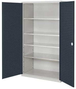 Certeo RasterPlan Großvolumenschrank 1950 x 1130 x 590 mm RAL 7035/7016 Türinnenseite: RasterPlan Lochplatten 4 Böden