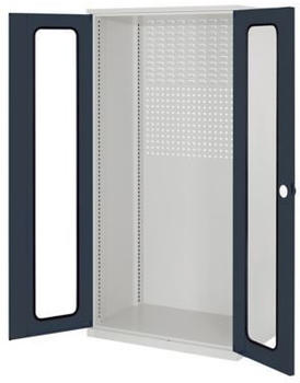 Certeo RasterPlan Lochplattenschrank mit Sichtfenstern HxBxT 1950 x 1000 x 600 mm Anthrazit