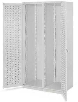 Certeo Leergehäuse/ Modell 50 1950 x 1000 x 600 mm RAL 7035 mit Mitteltrennwand Türinnenseite: RasterPlan Lochplatte