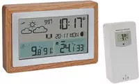 TFA Dostmann Funk-Wetterstation OAK 35.1167.54 mit Eichenholzrahmen Au&szlig;ensensor