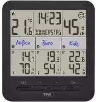 TFA Dostmann KLIMA@HOME 2 Funk-Thermo-/Hygrometer Schwarz (30.3075.01)