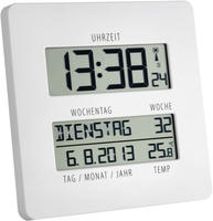TFA 60.4509.02, TFA digitale Funkwanduhr TIMELINE wei&szlig; Kunststoff 19,5 x 19,5 cm