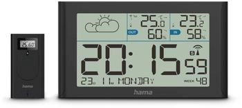 Hama Sylt Wetterstation mit Au&szlig;ensensor, Funk, Wecker, schwarz (00222216)