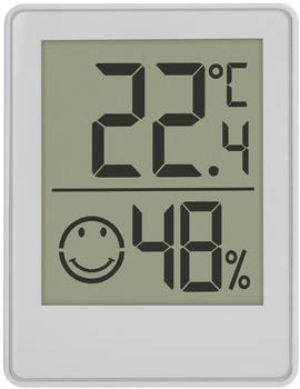 TFA Dostmann Digitales Mini Thermo-Hygrometer 30.5039.02 Raumthermometer Temperatur und Luftfeuchtigkeitsmessger&auml;t mit Smiley Komfortzonen wei&szlig; (1)