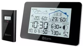 Miraval LCD Funk- mit Au&szlig;ensenor Funkwetterstation (Temperaturanzeige Datumsanzeige Alarm Displaybeleuchtung Hygrometer) Schwarz (4-MV5792-1)