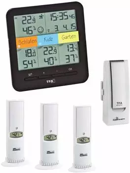 TFA Dostmann Raumthermometer KlimaHome Korfu 30.3060.IT Funk-Thermo-Hygrometer schwarz