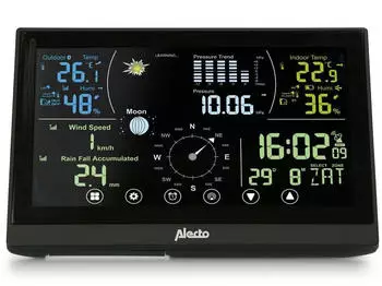 Alecto Professionelle 6 in 1 mit drahtlosem Außensensor Schwarz