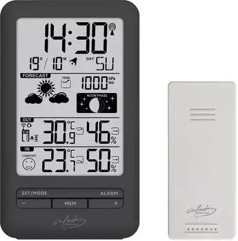 infactory Digitale : Funk- mit Außensensor Prognose Luftdruck und Mondphase (Thermometer mit Aussensensor mit Funkuhr Sensoren) (ZX7106-944)