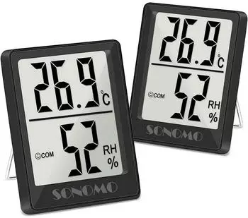 Cofi Thermo-Hygrometer Digital Innen, Hohe Genauigkeit, Schwarz, 2er-Set (hygroThermo-bk-2p)