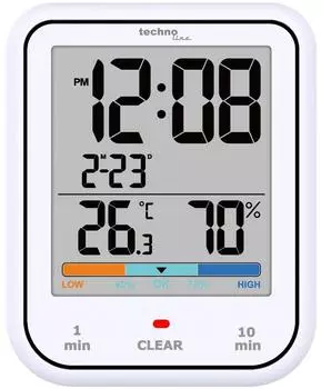 TechnoLine WT 380 Badezimmeruhr mit Hygrometer und Thermometer, wasserdicht, wei&szlig; (WT380)