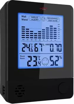 infactory 2-in-1-Thermometer & Hygrometer, Raum- & Wandmessung, Schimmel-Alarm