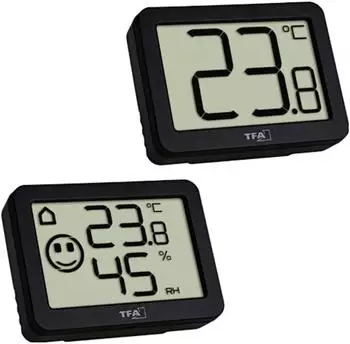 TFA Dostmann Mini-Thermometer & Thermo-Hygrometer Set, schwarz (95.2020.01)