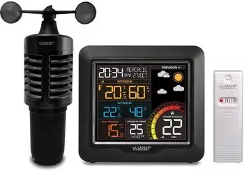 TechnoLine WS6861 Farbwetterstation mit Windmesser, schwarz/weiß (WS6861-BLA)