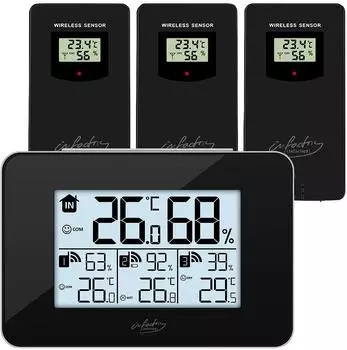 infactory Funk-Wetterstation 3 Funksensoren LCD-Display (FWS-450)