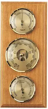 Selva Wetterstation mit Barometer, Thermometer & Hygrometer, vertikal, Eiche hell (203227)
