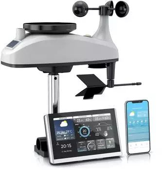 Brandson Wetterstation 7-in-1 WLAN mit Außensensor, Farbdisplay, Tuya Smart App (307928)