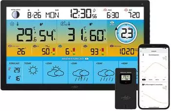 infactory Wetterstation FWS-910 Farbdisplay 15,6'' mit Außensensor
