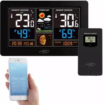 infactory WLAN-Funk-Wetterstation mit Außensensor und XL-Farbdisplay (FWS-810)