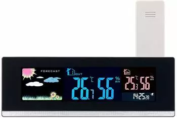 infactory Tisch-Wetterstation Funk-Außensensor, Farb-LCD-Display, USB