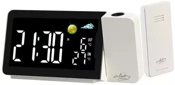 infactory FWS-325.pro Funk-Wetterstation mit Projektionswecker, Außensensor, USB-Port, weiß (FWS-325.pro)