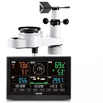 VEVOR WLAN-Wetterstation 5-in-1, 7,5-Zoll-VA-Display, solarbetriebener Außensensor