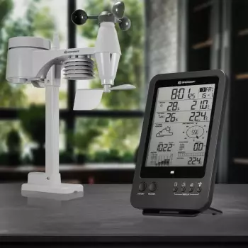 Bresser Wetter Center 5-in-1 mit schwarzweiß Display – Einfach zu montieren und vielseitig einsetzbar
