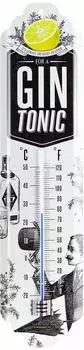 Nostalgic Art Metall-Thermometer "Open Bar - Gin Tonic" Innen/Außen Analog (80330)