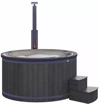 Wolff Finnhaus Typ 4 Ø 225 cm mit Acrylwanne, Massagesystem & LED-Beleuchtung anthrazit Anthrazit