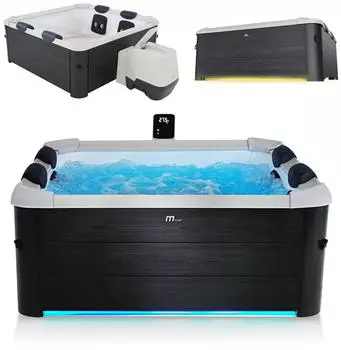 Juskys Oslo Whirlpool mit LED Beleuchtung Kunststoff grau (27830)