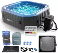 Juskys Whirlpool, Grau, Kunststoff, 185x65x185 cm, Freizeit, Pools und Wasserspa&szlig;,