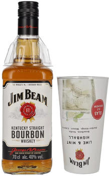 Jim Beam Kentucky Straight Bourbon 0,7l 40% mit Highball Glas