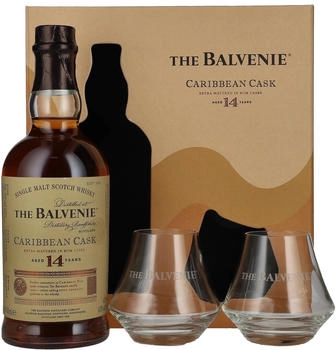 The Balvenie 14 Years Old Caribbean Cask Finish 0,7l 43% mit 2 Gläsern