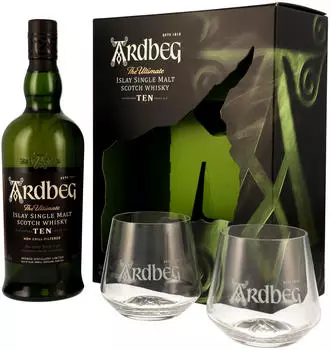 Ardbeg 10 Jahre 46% 0.7l Geschenkset mit 2 Gläsern