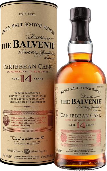 The Balvenie Caribbean Cask 14 Jahre 0,7l 43% Geschenkset mit Glas