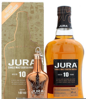 Jura Distillery Jura 10 Jahre 40% 0,7l Geschenkset mit Hip Flask