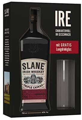 Slane Triple Casked Irish Whiskey 0,7l 40% Geschenkset mit Longdrinkglas