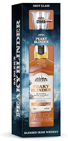 Sadler's Peaky Blinder Irish Whiskey Sherry Cask 0,7l 40% in Geschenkpackung mit Patronen-Shotglas
