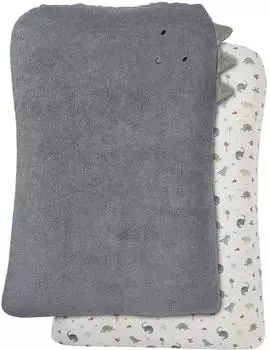 Vertbaudet Wickelauflagenbezug 2er-Set, Tiere, Frottee, mehrfarbig