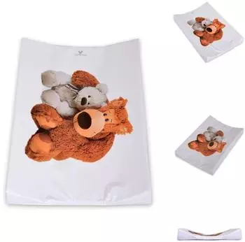 Cangaroo Wickelauflage Bären 67x44cm, seitliche Erhöhung, weiß (109441)