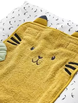 Vertbaudet Wickeltischauflage „Pandafreunde" mit 2 Wickelunterlagen, wollweiß/senfgelb