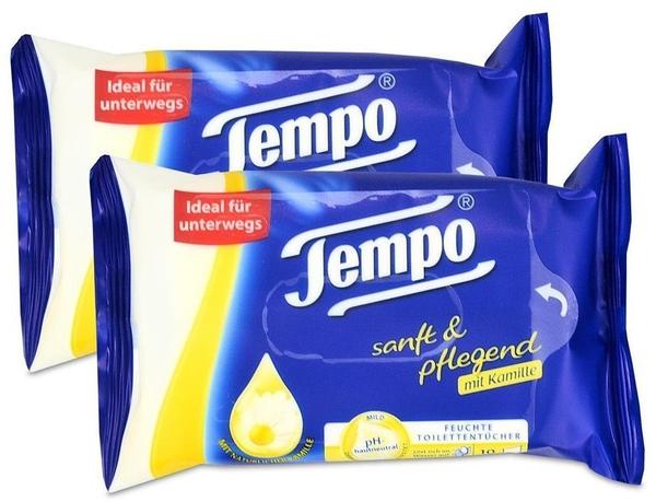Tempo 2x Tempo Feuchte Toilettentücher sanft & pflegend Travelpack, mit Kamille 10er