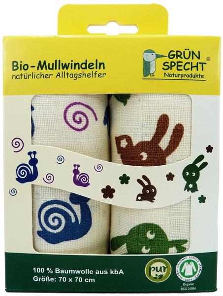 Grünspecht Bio-Mullwindeln (70x70 cm) 2er Pack